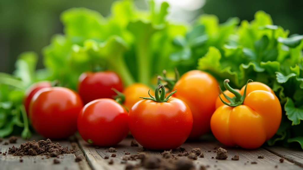 Fresh harvested vegetables from garden bed