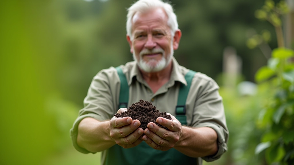 Gardener holding rich dark soil in hands, showing soil texture and structure