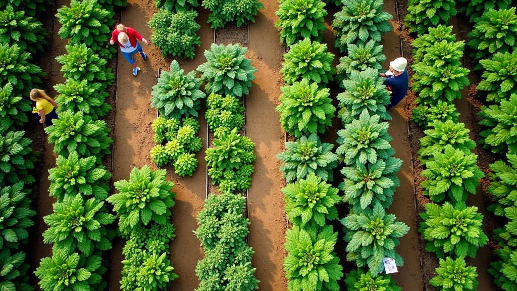 Organized community vegetable garden plots with raised beds in full production